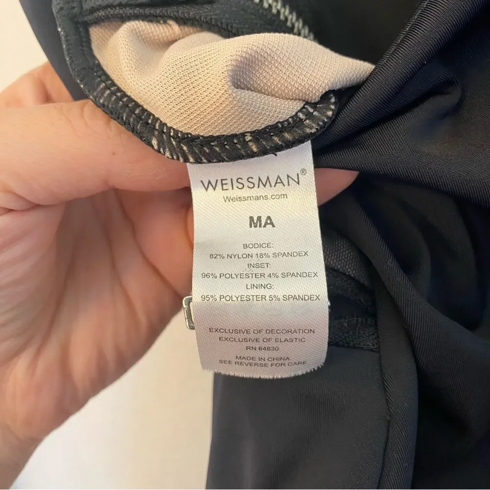 Weissman Elite dance costume black Zipper Detail Leotard MT11416 MA-Medium adult